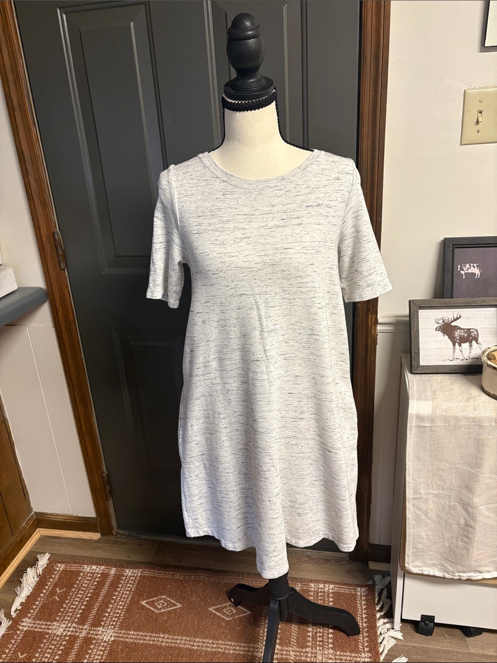 Lila Rose Heather Light Gray Mini T-Shirt Dress